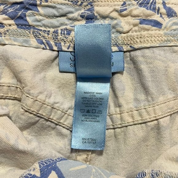 Sigrid Olsen So Blue Cropped Pants Womens Size 14P Blue White Flower 100% Cotton - Picture 4 of 9